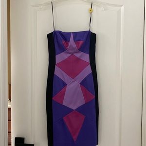 Gorgeous strapless dress!  Pink, purple, black on front. Solid black back.